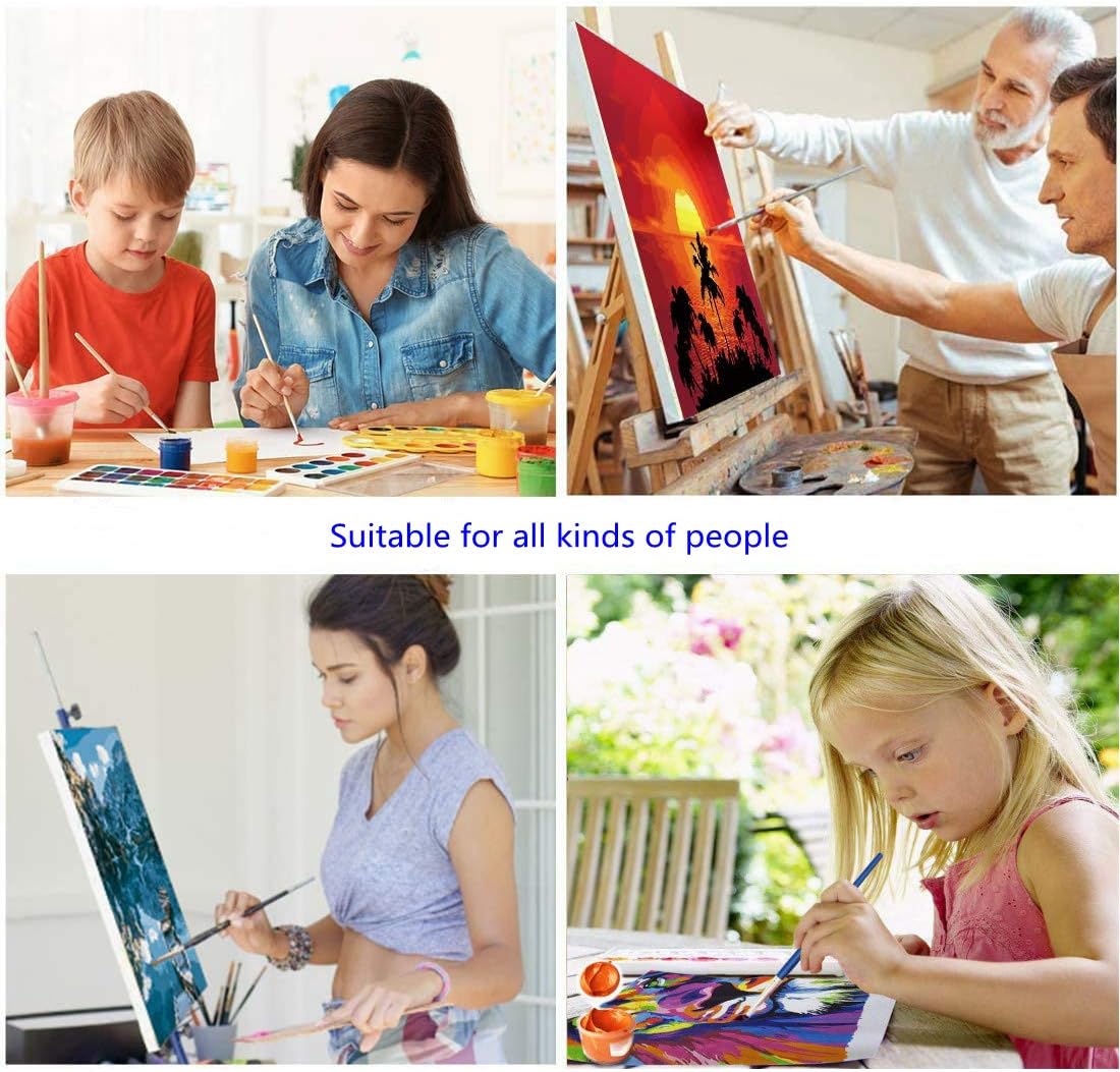 Paint by Number Kits for Adults,Kids, Beginners, with Brushes and Acrylic Pigment, 16x12 Inch Elephant - with Framed
