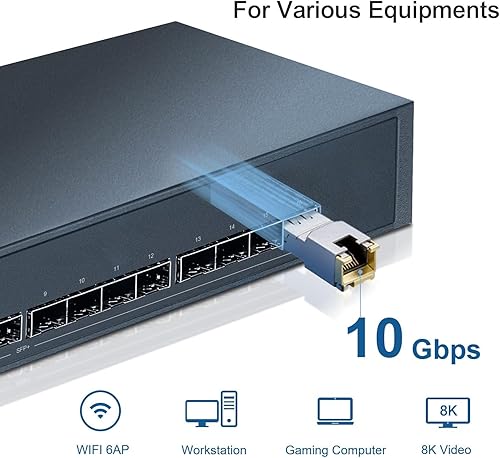 Vista 46 de Transceptor 10GBase-LR SFP+, módulo monomodo 10G SFP+LC para Netgear, SMF, 1310nm, hasta 6.2 mi, DDM
