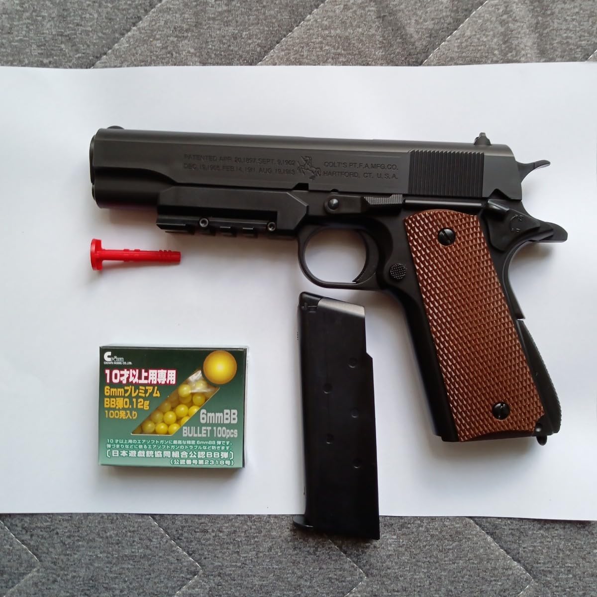 クラウンモデルエアコッキングスライドストップコルトガバメント1911A1 10禁 1911A1 スライドストップガバメント クラウン エアコキ エアガン