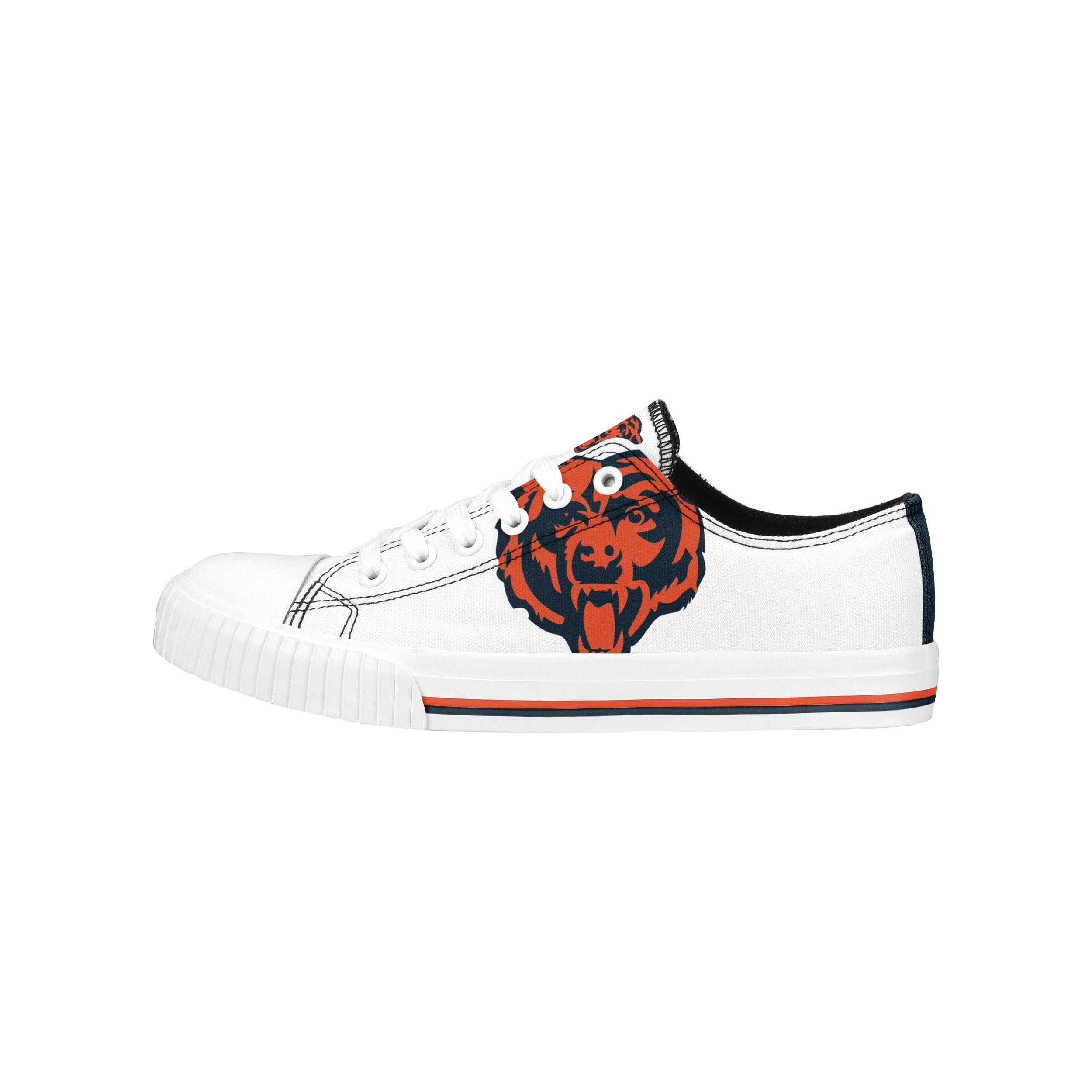 FOCO Chicago Bears NFL Womens Big Logo Low Top White Canvas Shoes - 9/XL