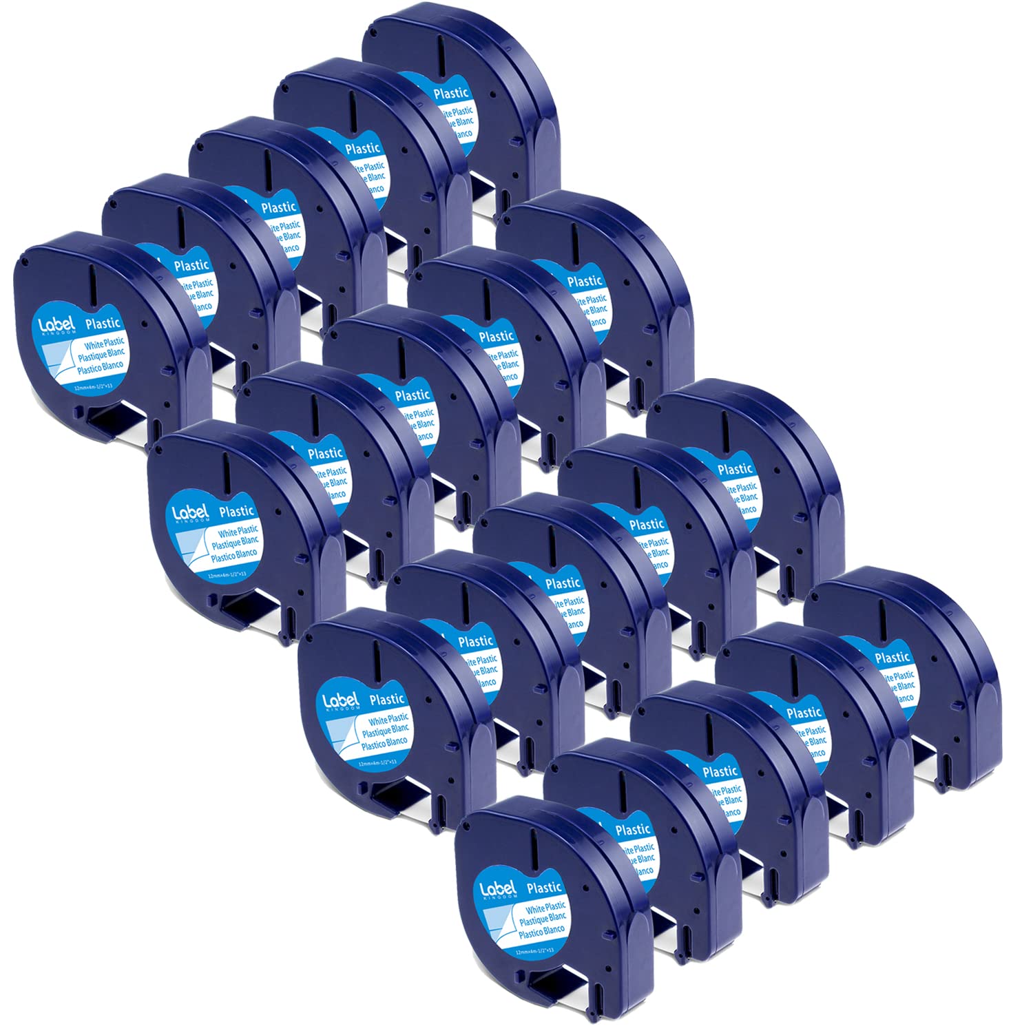 20-Pack Label Compatible with DYMO 91331 Tapes White Plastic Refills 12mm x 4m (1/2" x 13') for Printer LT100H LT100T QX50 LT-200B, Black on White