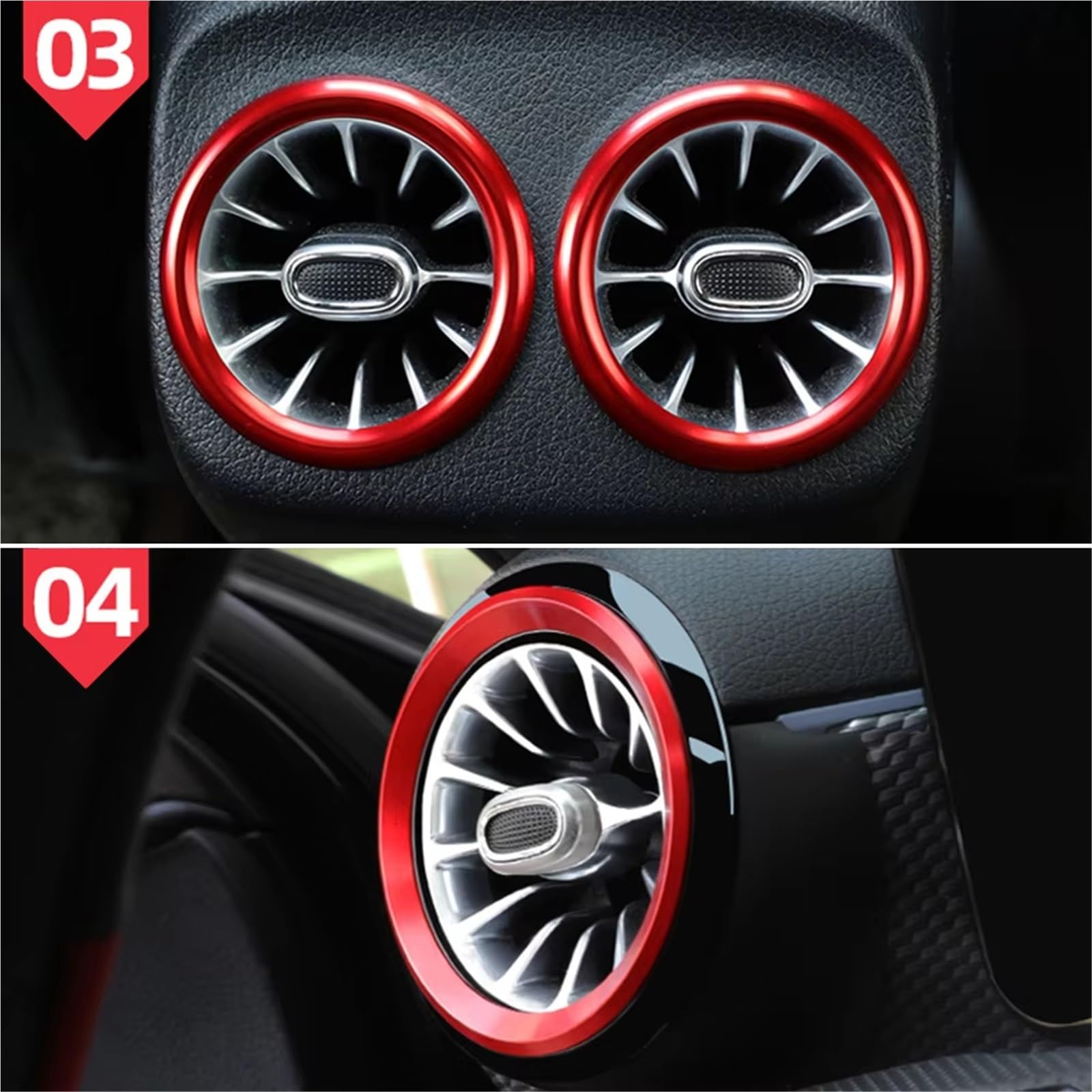 Compatible Con Benz Para GLA220 Para AMG Line 2021 2022 2023 ‌anillo Embellecedor Ventilación Aire Coche Pegatinas Decorativas Salida Accesorios