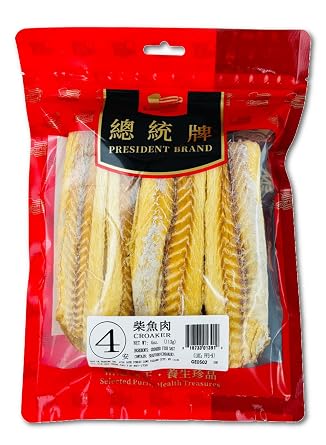 President Brand Dried Croaker Fish, Salted, 4 oz, Premium Dried Pollock Stock Fish