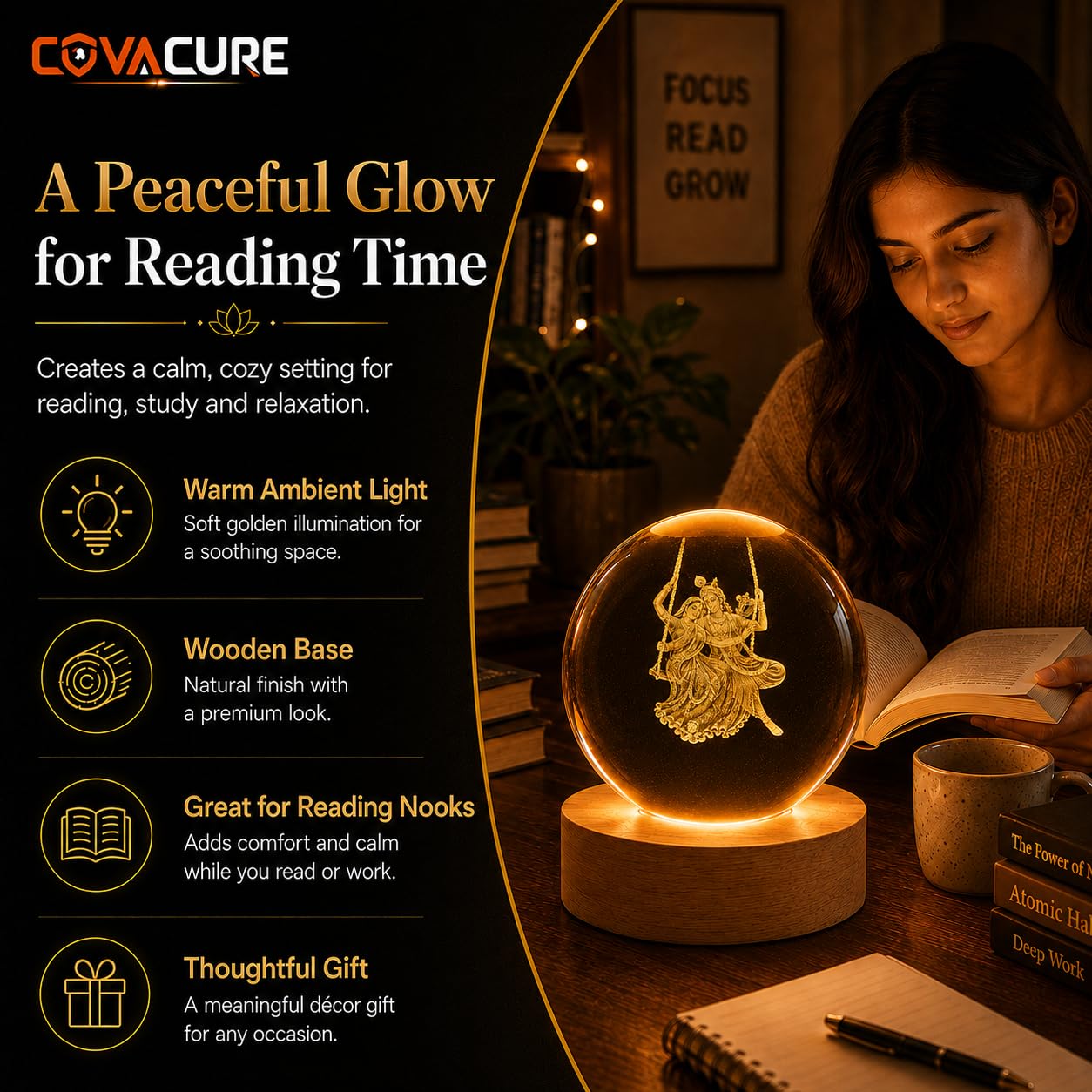 Radha Krishna Swing Crystal Ball Night Lamp - USB LED -8