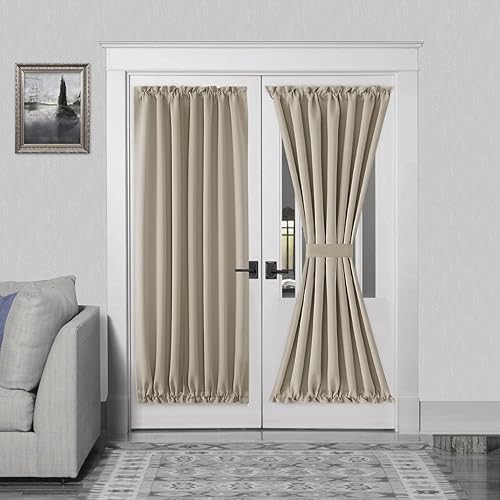Miniatura 611 de DWCN Cortinas para puerta francesa: cortina térmica con bolsillo para barra para puertas con ventana de cristal, puertas de cocina y patio