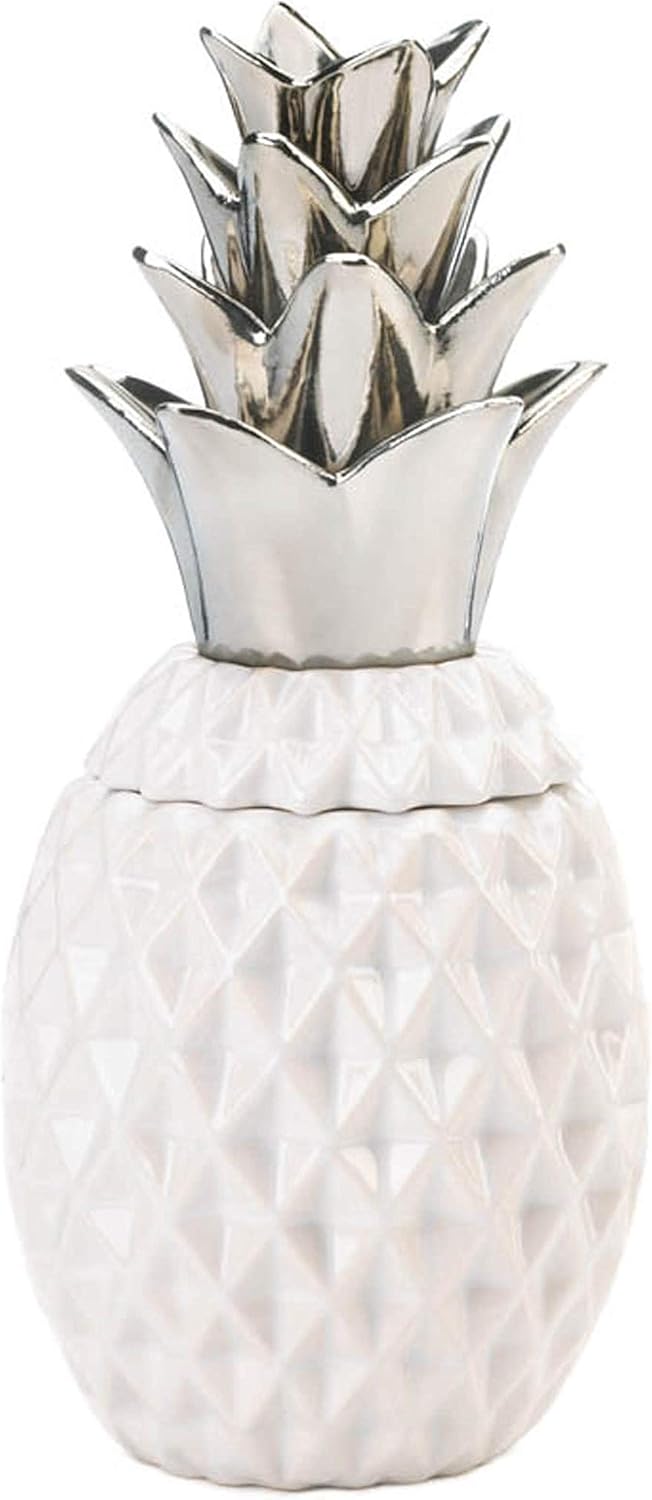 Porcelain Silver Topped Pineapple Jar 5.5x5.5x12
