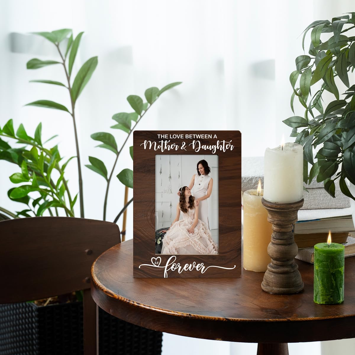 Mother's Day Gift, Mom Daughter Photo Frame Gift, The Love Between A Mother & Daughter is Forever, Beautiful Mom Birthday Gifts, Vintage Wooden Picture Frame, Rustic Photo Frames 4 x 6 with Stand - Image 4