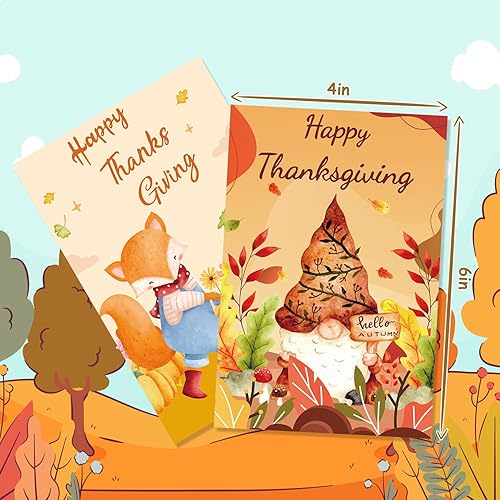 Miniatura 3 de Quera 27 tarjetas de felicitación de Acción de Gracias, tarjetas de animales de otoño con sobres, tarjetas de cosecha para niños, adultos, amigos,