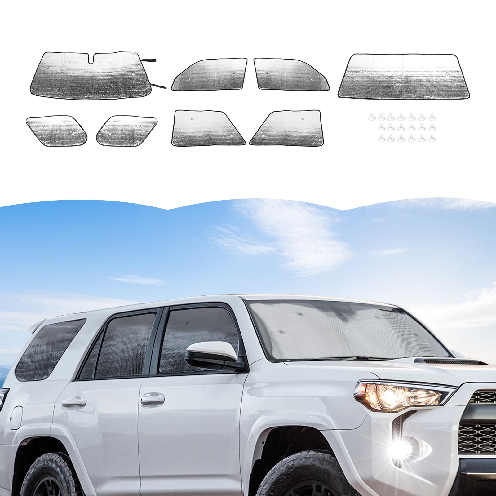 RT-TCZ Windshield Sunshade Sun Shade Heat Shield Window Sun Visor Mat for Toyota 4Runner 2010-2023,8PCS