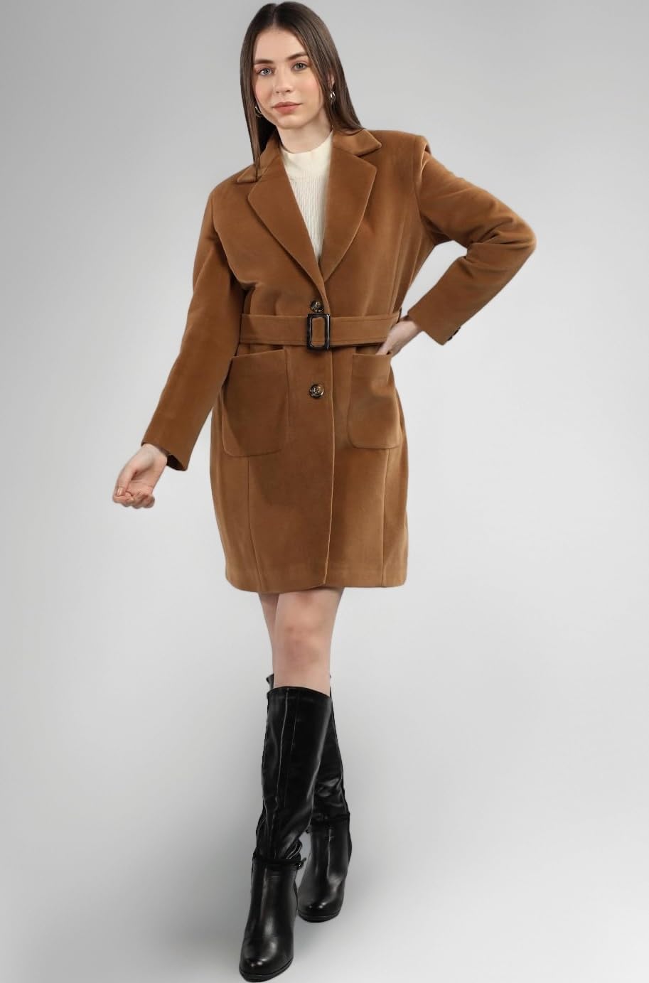 Women Winter Trench Coat | Knee Length Design for Casual and Semi Formal Wear | Notched lapel