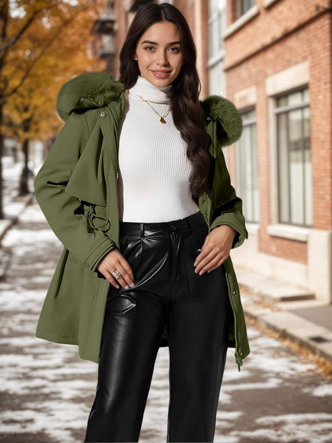 RISISSIDA Women Winter Parka Puffy Coat for Deep Cold,Thicken Puffer Jacket with Long Fur Collar Hooded,Warm Bubble Overcoat - Image 3