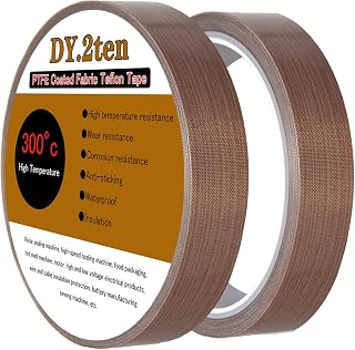 DY.2ten 2 PCS Teflon high Temperature Tape, 1/2-inch x 33 Feet, Sealing Machine,PTFE Coated Fiberglass Telfon Tape, wear-Resistant Heat Insulation Tape, Anti-Stick Insulation Cloth
