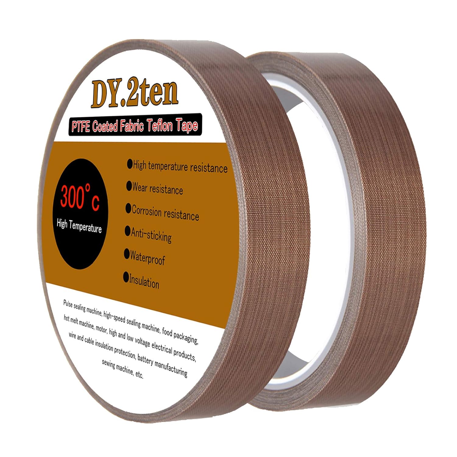 DY.2ten 2 PCS Teflon high temperature tape, 1/2inch x 33 Feet, Sealing