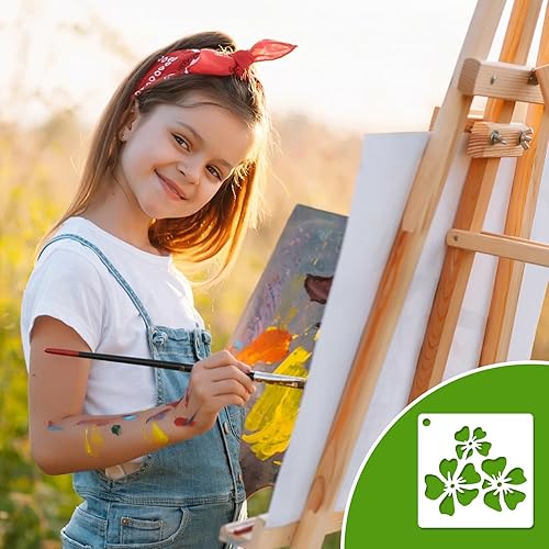 Miniatura 7 de 100 plantillas para manualidades reutilizables, 2.0 x 2.0 in, plantilla de plástico para flores y plantas, plantillas de dibujo para pintar sobre