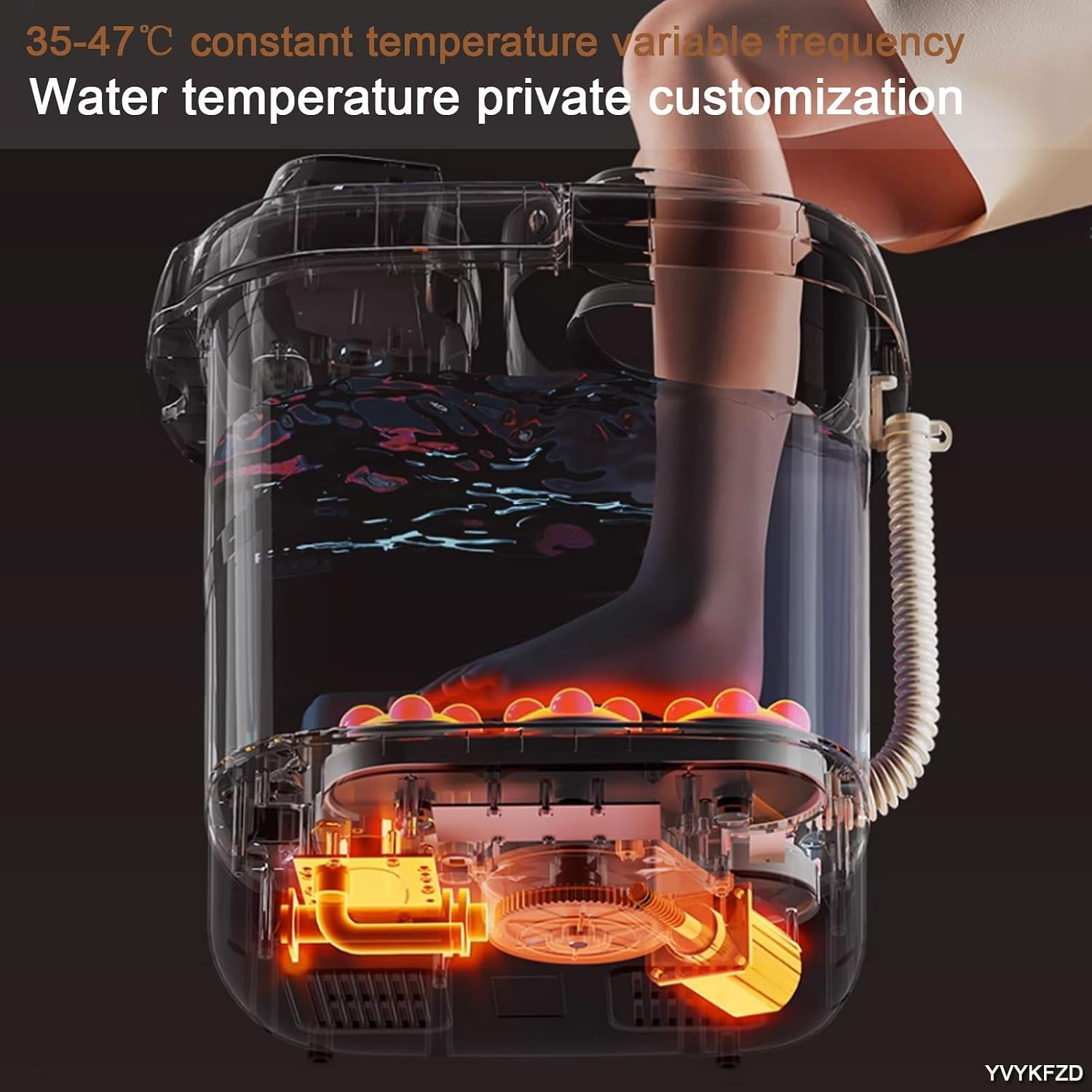 YVYKFZD Foot Spa Bath Massager, Household Foot Bath Basin, Foot Soak Tub with Lid and Heating Function, for Relaxation and Stress Relief (Color : Automatic)