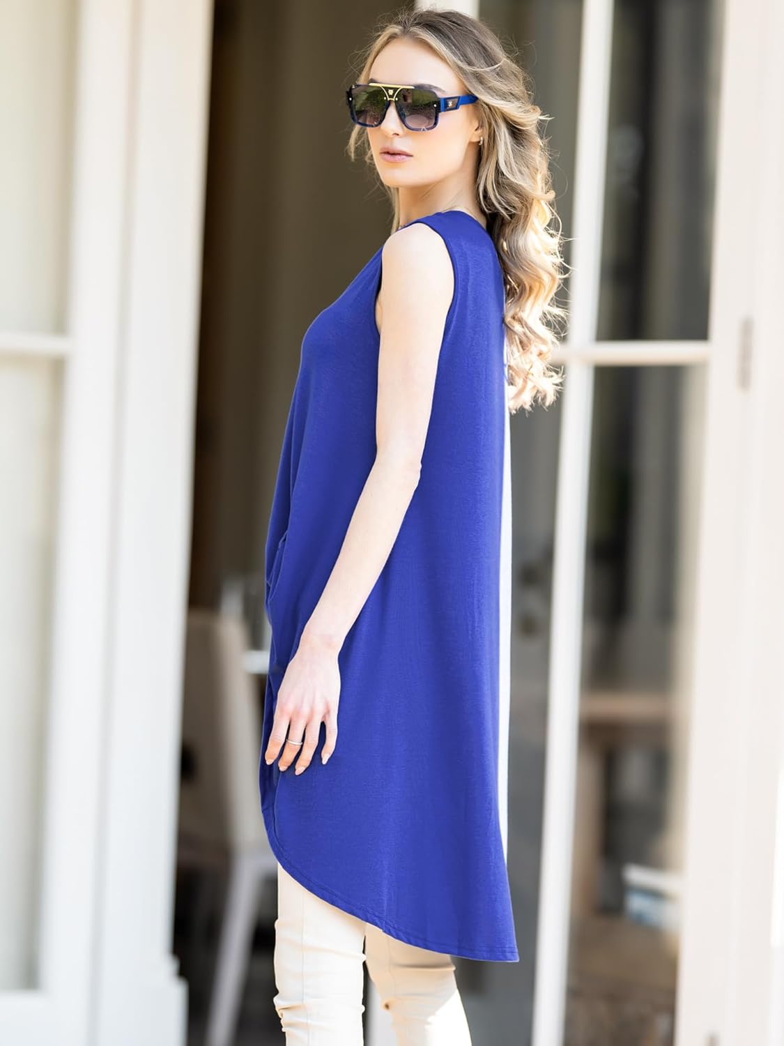 Seta T Women's High Low Tops Crewneck Twist Knot Sleeveless Tunic Top Dressy Asymmetrical Summer Loose Fit Shirts - Image 5