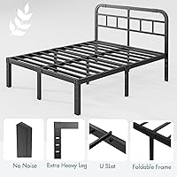 Vista 6 de ZIYOO Cama Queen Fame con cabecero, base de cama de plataforma resistente de 14 pulgadas, no necesita somier, sin ruido, espacio de almacenamiento