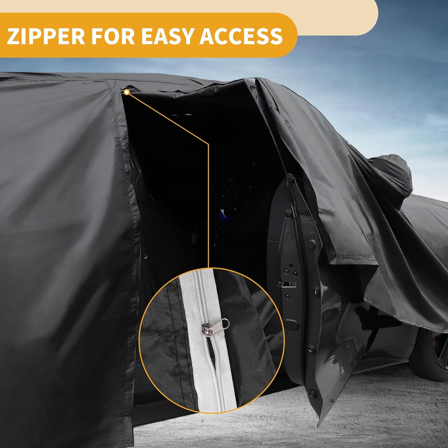 All-Weather Waterproof Car Cover - UV-Resistant Outdoor Full Exterior Protection for Hyundai Tucson 210D-PU Black Blue with Right Side Zipper