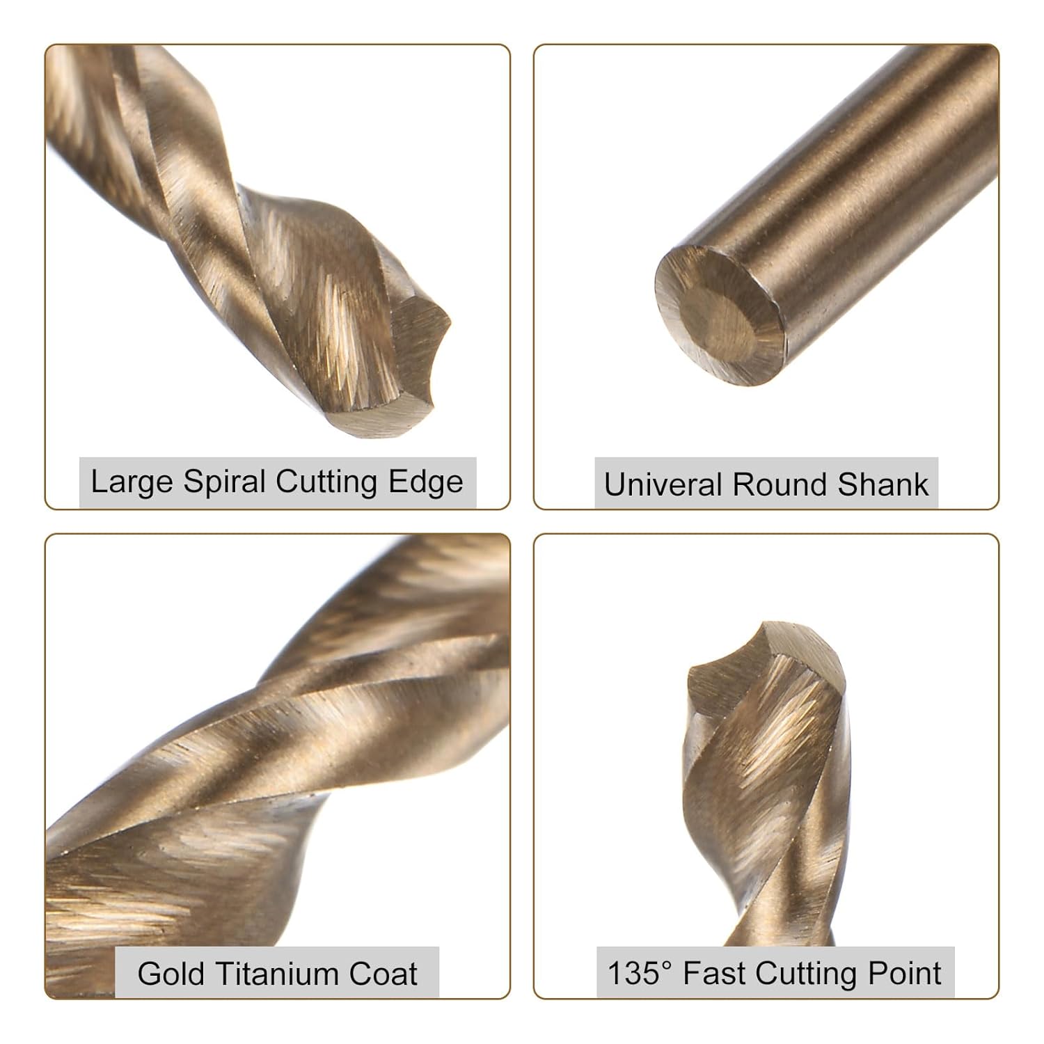 uxcell 12pcs Jobber Drill Bits 2.5mm Gold Titanium Coated 4341 High Speed Steel (HSS) 135 Degree Split Point Twist Drill Bits for Stainless Steel Metal Plastic Wood