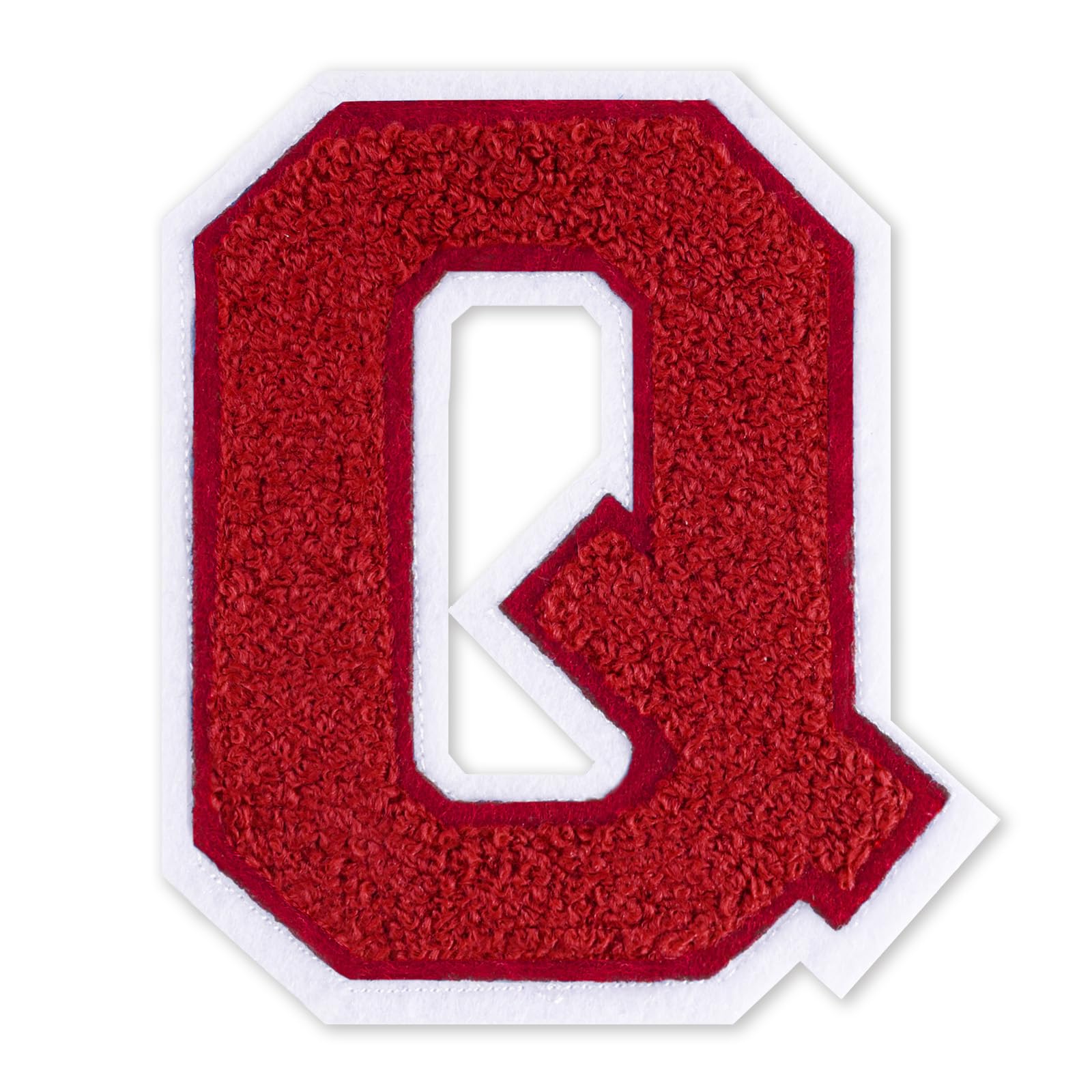QianSiLi 6.0 Inch Chenille Iron On Letters for Clothes Varsity Letter Patches Embroidered Patch Iron On Patches for Clothing Jacket/Hoodie/Varsity (Red,Q)