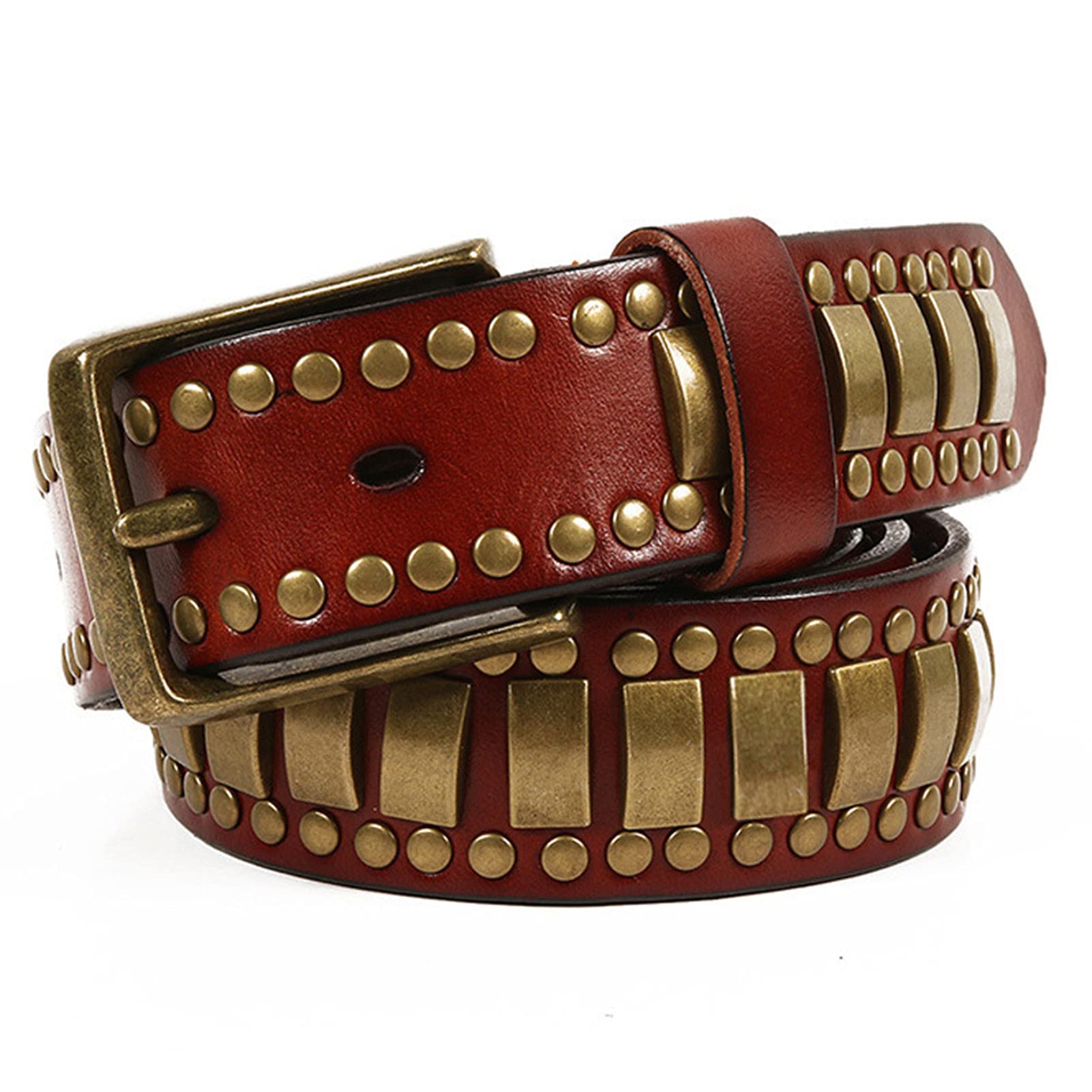 Cinturones De Cuero Genuino Con Tachuelas Estilo Punk Rock For Mujer Y Hombre, Cuentas Cuadradas Góticas Remaches Metálicos, For Jeans Pantalones