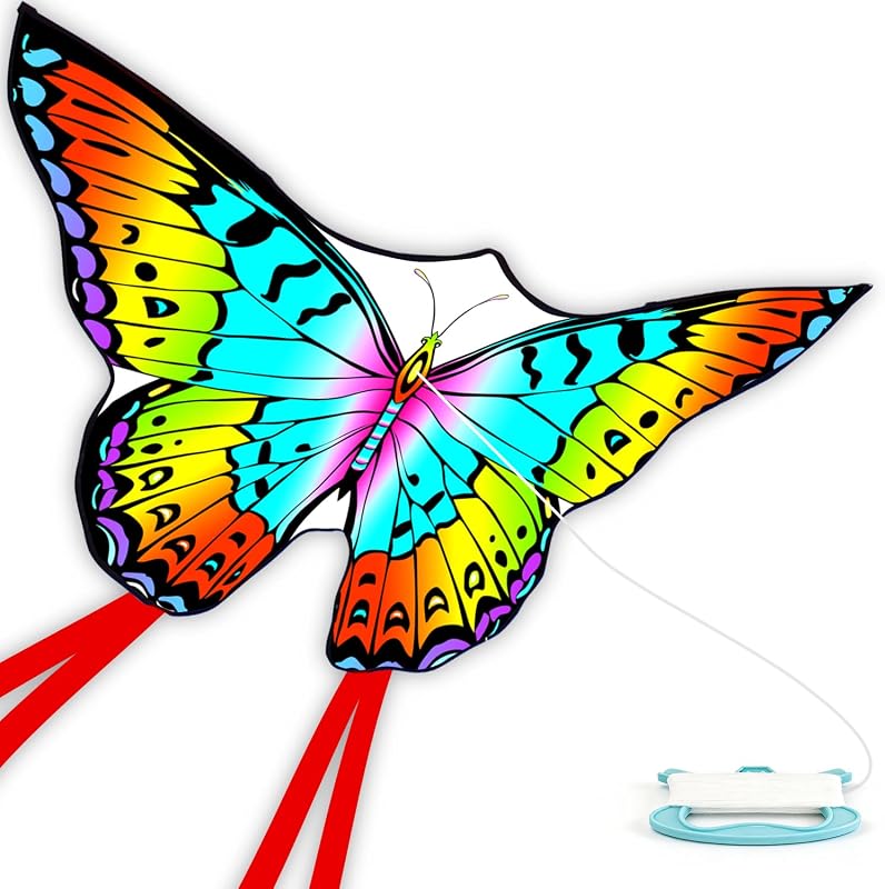Butterfly Kites for Kids & Adults, Easy to Fly Design with Long Tail for Stability, for Kids Ages 4-8 & Beginners, Beach & Park Use | Family Outdoor Fun