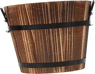 Healifty Rice Bucket Vintage Style Food Storage Barrel for Kitchen Round Container for Mixing Rice with Seasonings for and Home Cooks