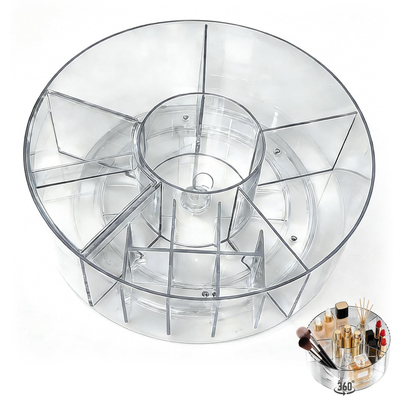 Acrylic Pen Holder, 360 Rotating Pencil Holders & Pen Holders - Multi-Functional Makeup Brush Holder for Desk, Clear Organizer for Cosmetics/Stationery
