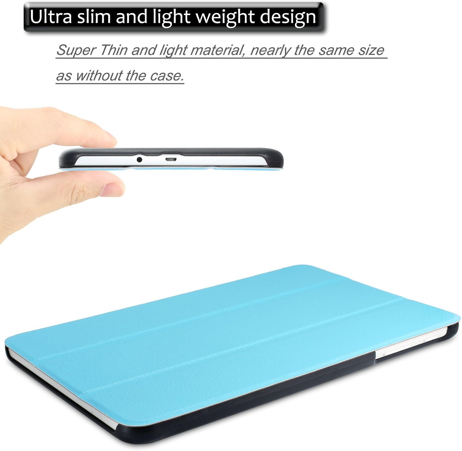 Samsung Galaxy Tab E 9.6 case - Infiland Ultra Slim Tri-Fold Case Cover for Samsung Tab E / Tab E Nook 9.6-Inch Tablet (SM-T560 / T561 / T565 / SM-T567V Verizon 4G LTE ), Blue