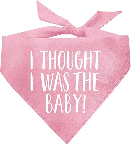 I Thought I was The Baby Baby Announcement - Bandana para perro (rosa bebé, XS 340)