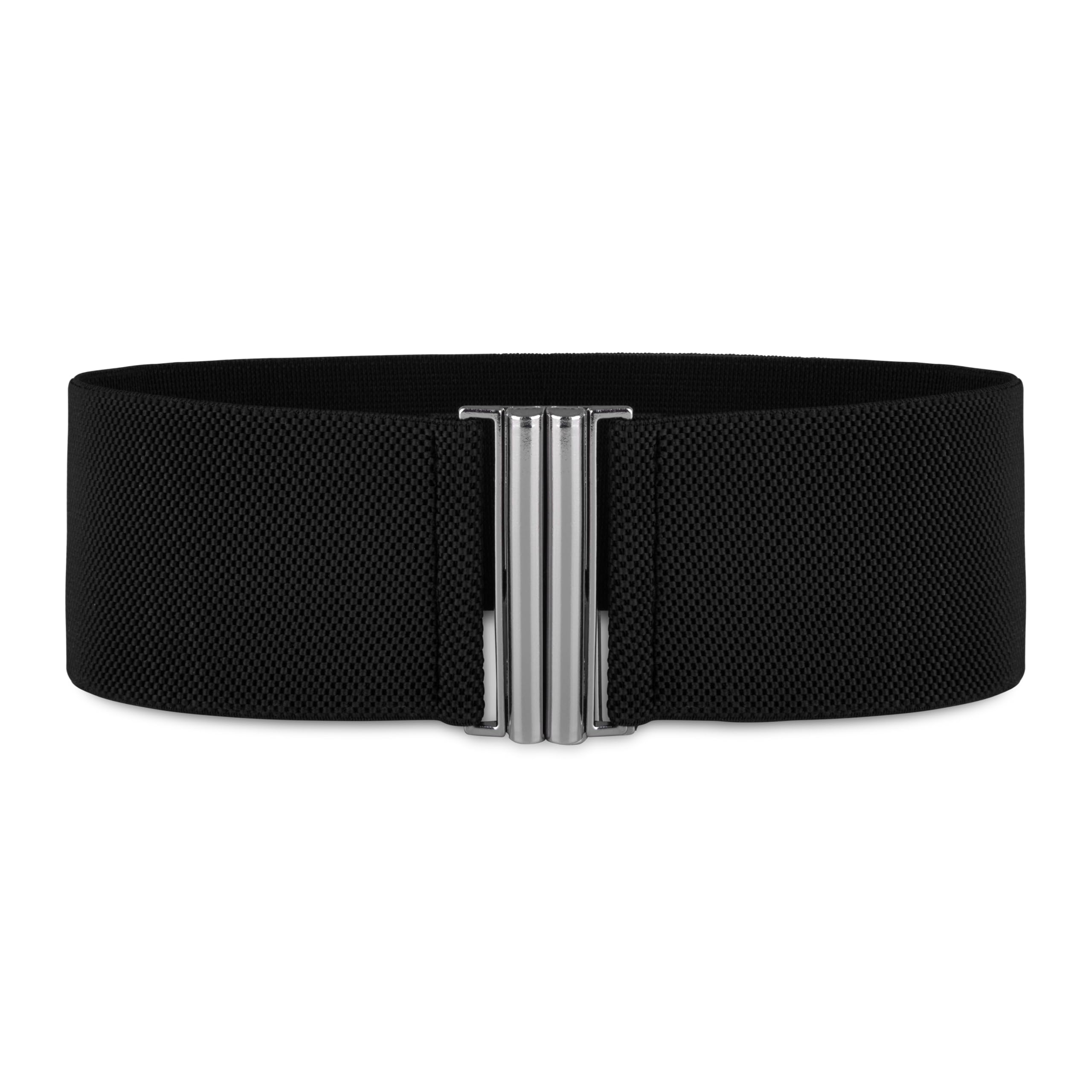 Blackbutterfly Women's Black Butterfly Wide Elastic Waist Cinch Stretch Waistband Retro Vertical Clasp Buckle Belt (, L) Large