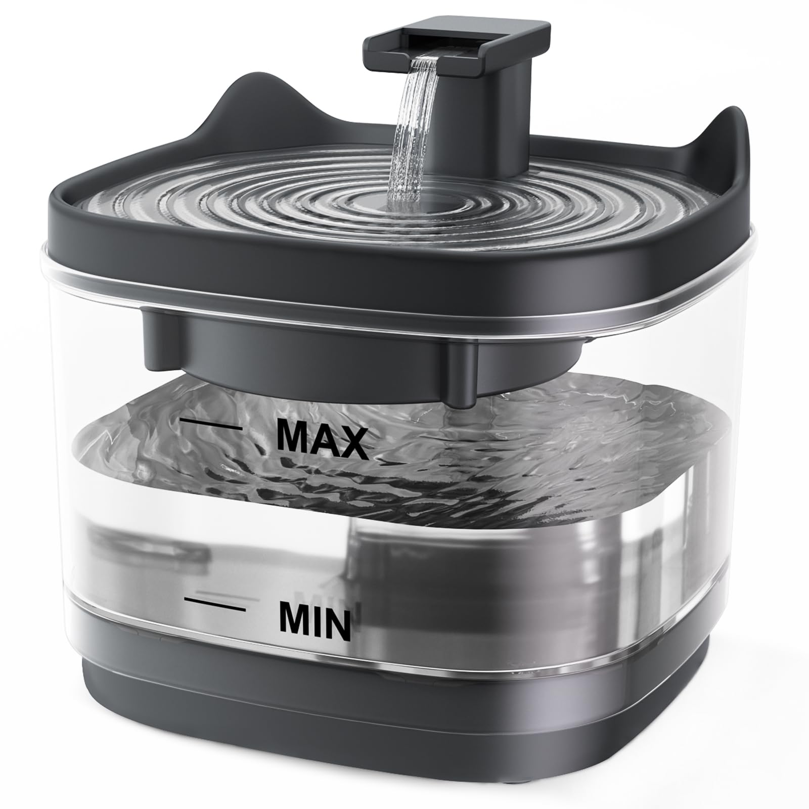 Cat Water Fountain - 54oz/1.6L Cat Fountain Super Silent Pet Water Fountain, Separate Water Pump Water Fountains for Cats Indoor, Pet Water Fountain, Suitable for All Cats and Small Pets(Light Gray)