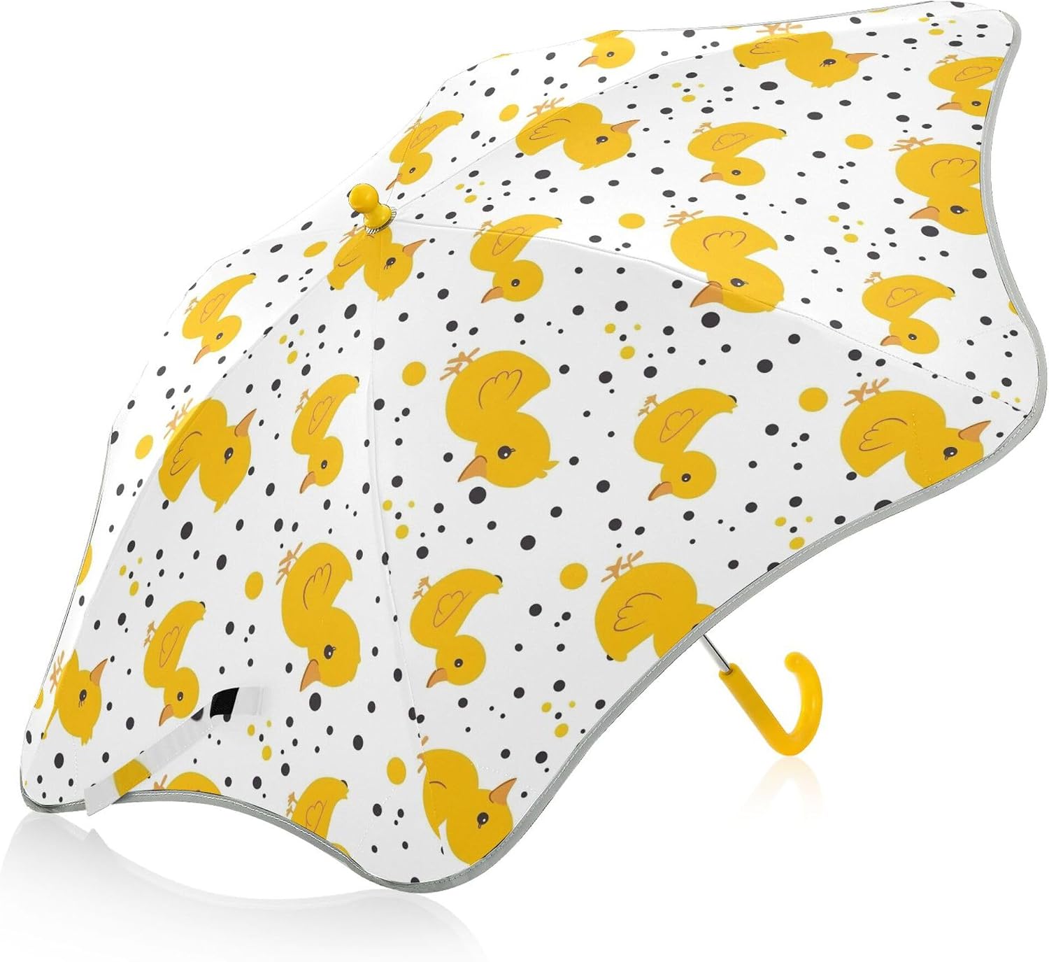ALAZA Yellow Duck Polka Dot Kids Umbrella for Girls Boys Toddler Children Rain & Sun Umbrella