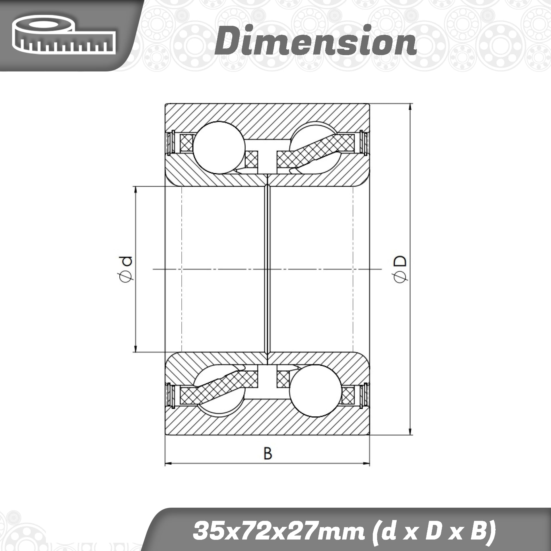 Schrägkugellager 3207/5207 c4 35x72x27mm, DIN 628, zweireihig, Reibungsarm, abgedichtetes Lager für radiale & axiale Belastungen, Ideal für Industrie- & Automobilanwendungen