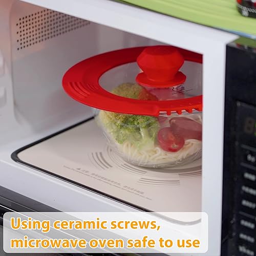 Miniatura 5 de Tapa de filtro templado para olla de pasta, olla de sopa con borde de silicona resistente al calor, tapas universales para verter agua, aceite,