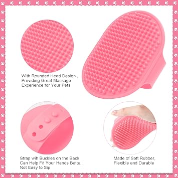 Rabbit and Small Pet Grooming Kit - Slicker Brush, Massage Glove, Nail Clipper, Flea Comb, Double-Sided Brush for Rabbits, Guinea Pigs, Hamsters (Pink)