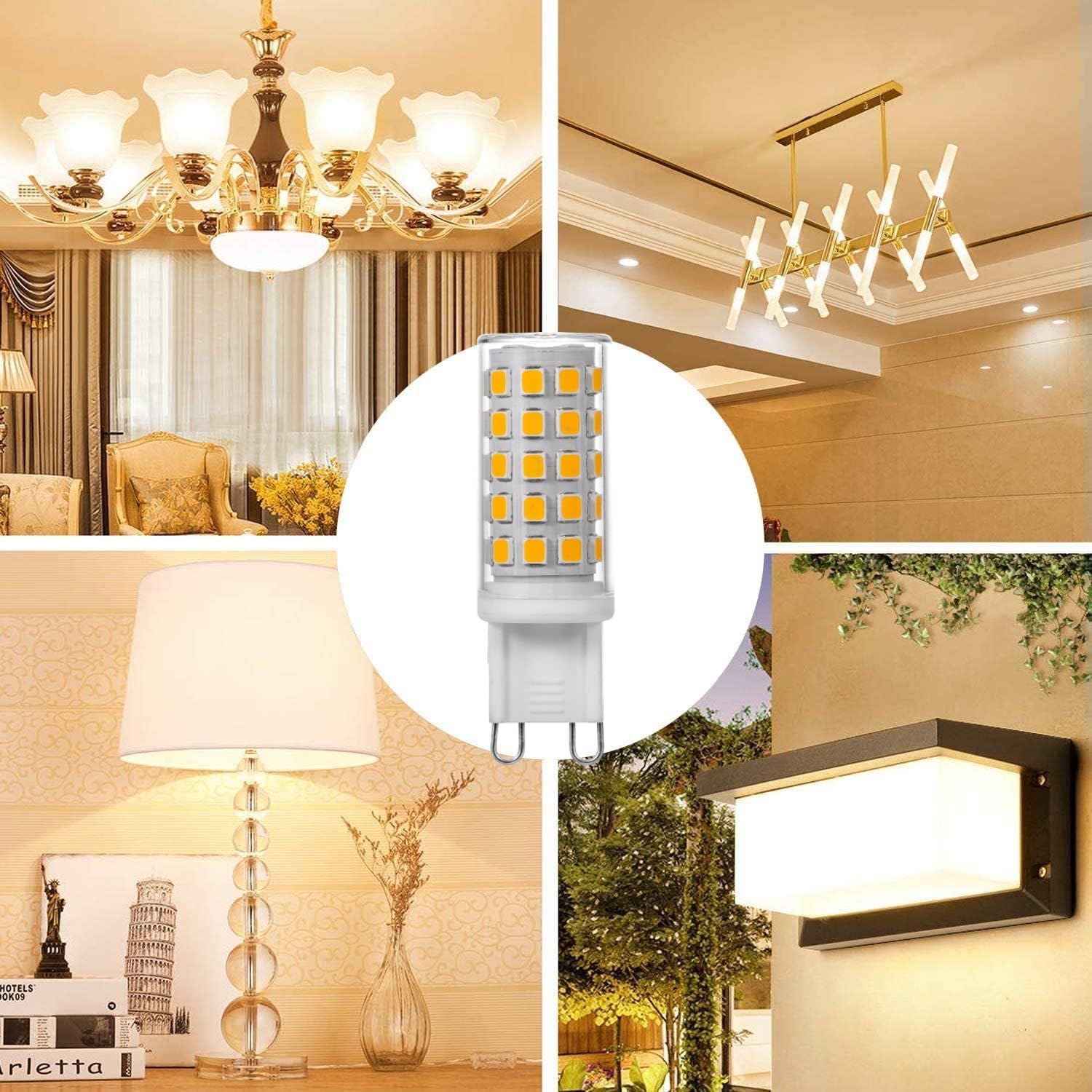 G9 LED Bulb 5W, 60W G9 Halogen Bulb Equivalent,G9 Bi Pin Base Light Bulbs for Chandelier Home Lighting Non-Dimmable T4 Chandelier Lighting No-Flicker Light Bulb 100V-265V (5, Daylight White 6000K)