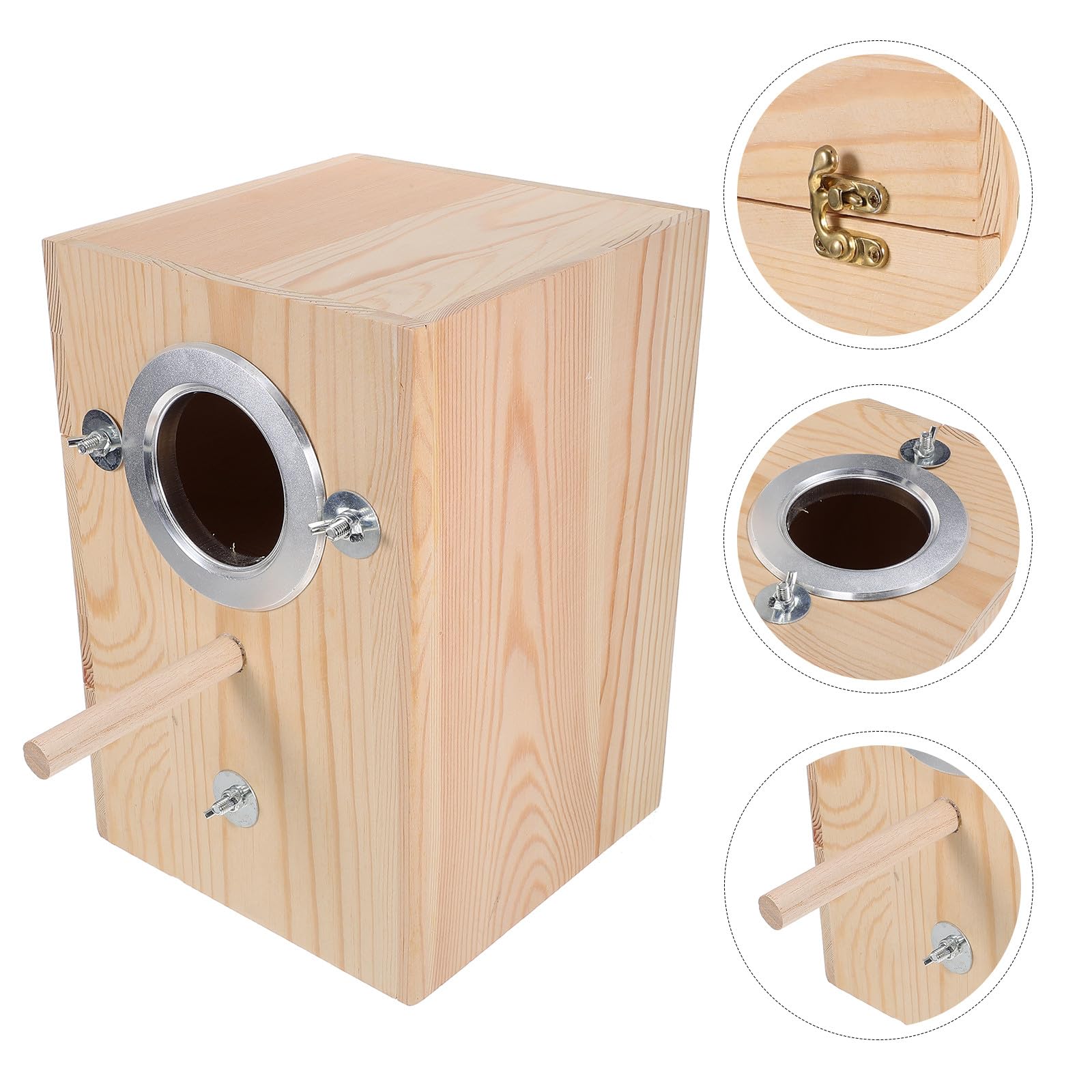 SHINEOFI Caja Nido para Pájaros de Madera Natural Apertura Fácil, Diseño Elegante y Segura para Anidación en Jardín y Decoración Interior y Exterior