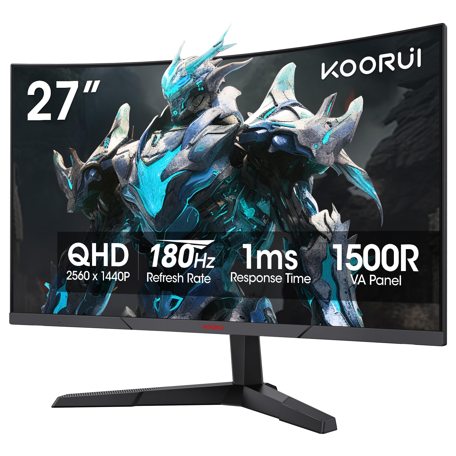 KOORUI 27E6QC Computer Monitor, Black, Red, 27