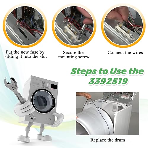 Miniatura 6 de Techecook - Paquete de 20 fusibles térmicos de secadora 3392519 de Techecook - Repuesto para secadores Whirl-Pool Ken-More - Compatible con fusible