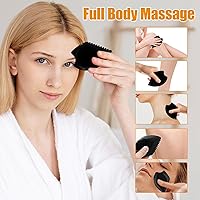 Vista 7 de Gua Sha Herramienta de masaje facial – Masajeador facial y corporal de jade negro para el bienestar, relajación, masaje de cuello, hombros, espalda