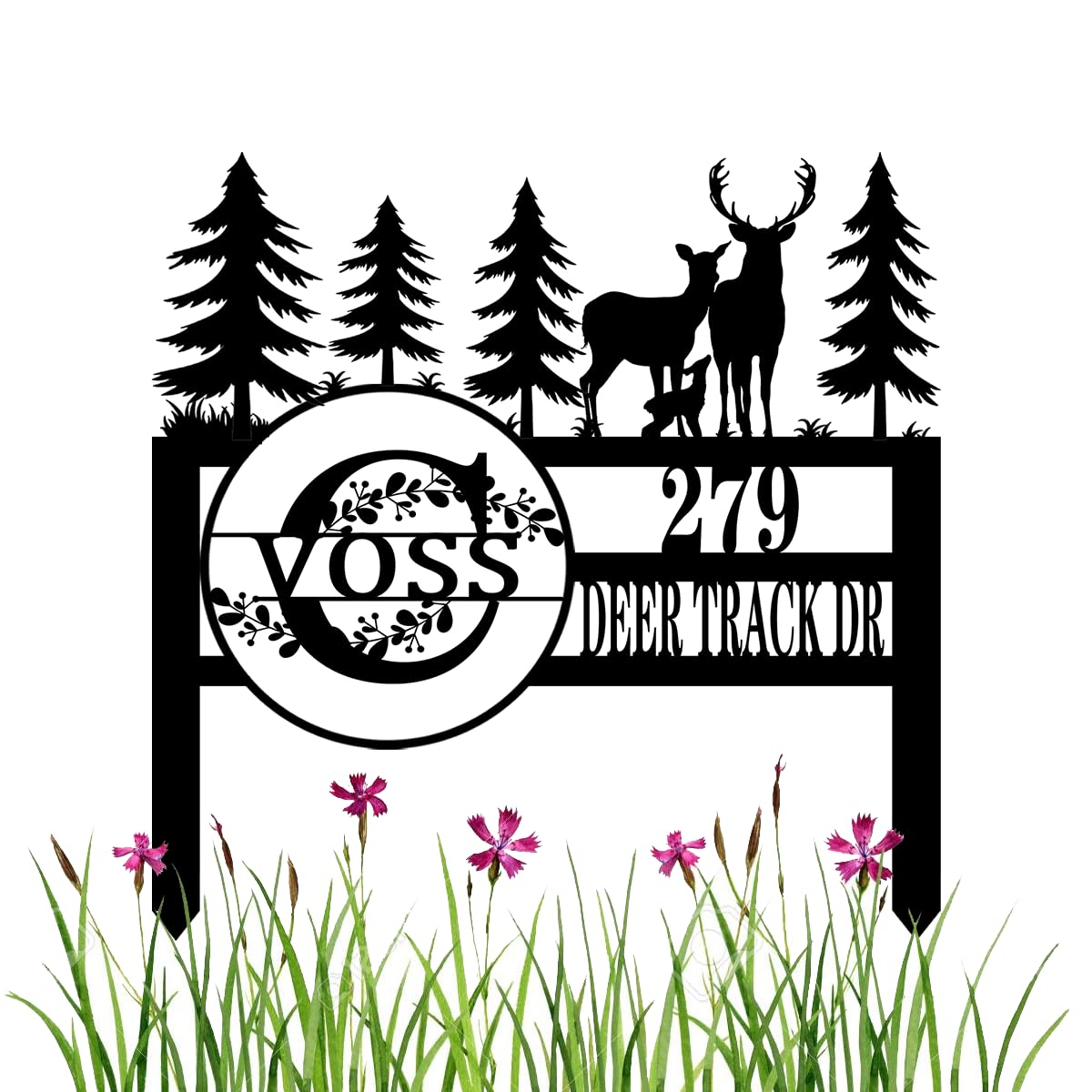 IFHUH Personalized Deer Yard Signs with Stakes Address Yard