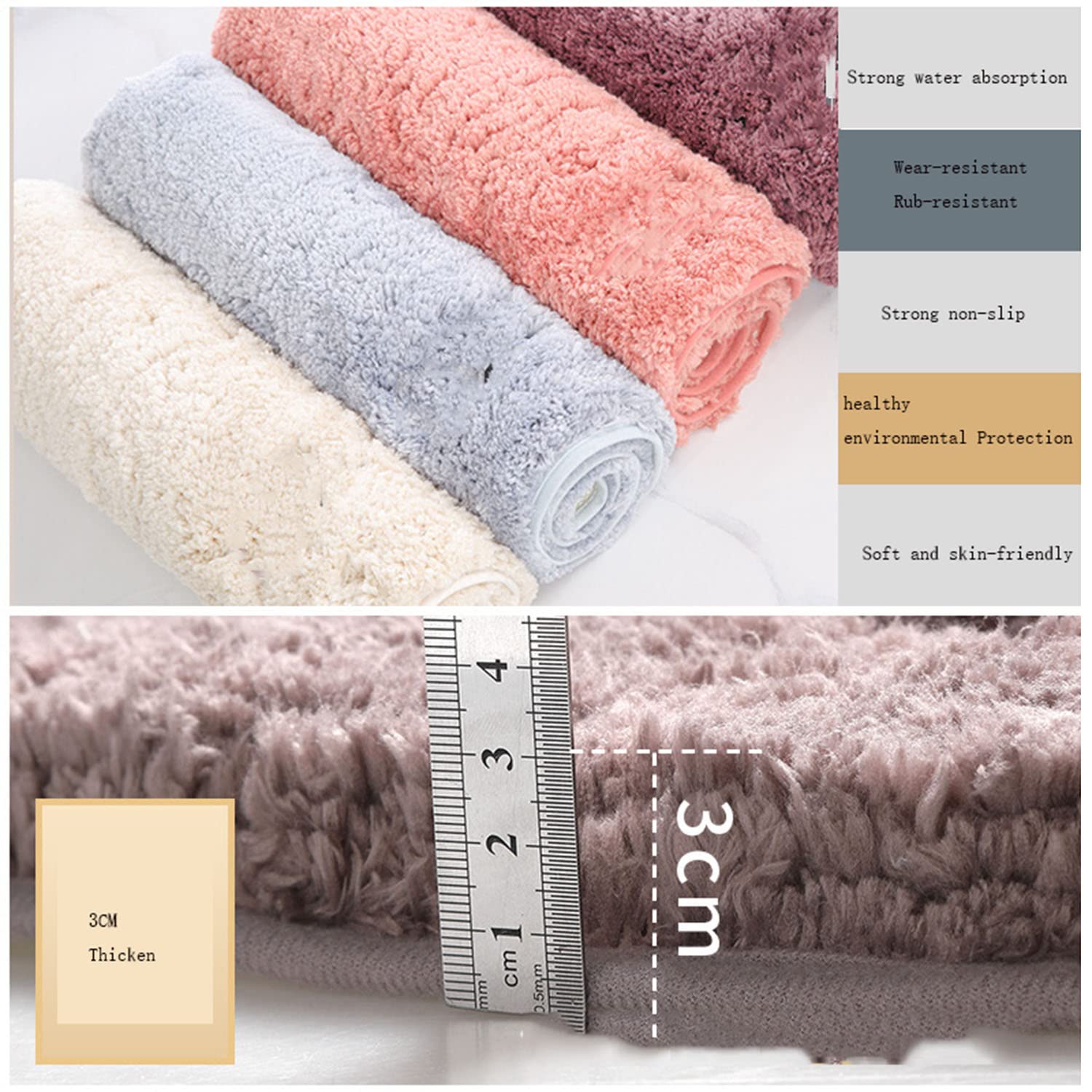ZLZNX Badematte rutschfest Badteppich Badezimmerteppich Waschbar Badvorleger Badezimmermatte Weich Mikrofaser Duschvorleger Fußmatte Badezimmer Wohnzimmer,1,80cmx100cm
