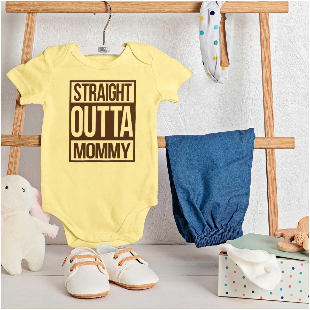 Brisco Brands Straight Outta Mommy Hip Hop Baby Romper Boys or Girls