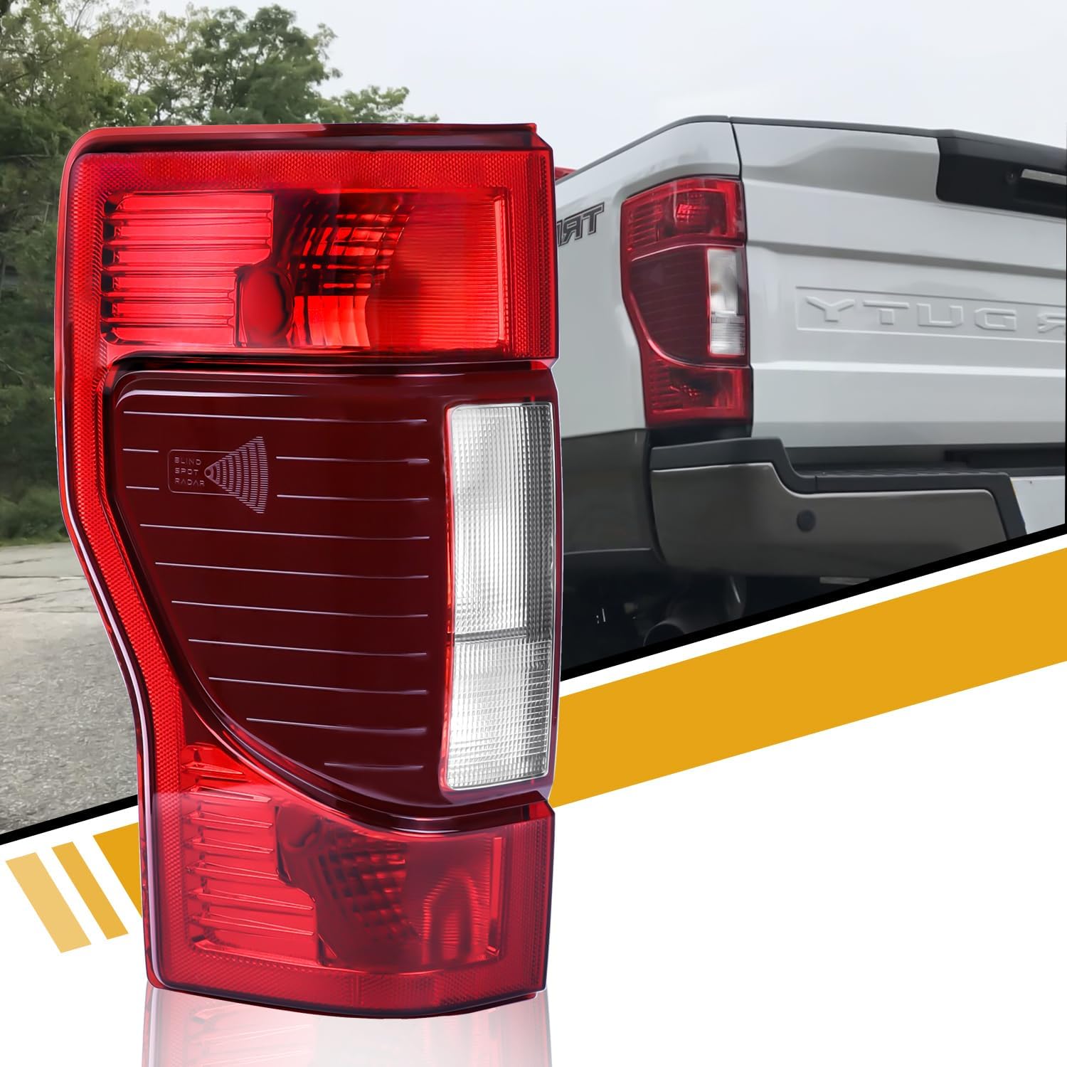 LIDNADY Tail Light Assembly Compatible with Ford Super Duty F250 F350 2020 2021 2022 w/Blind Spot w/o LED models, Factory-OE-Style Rear Lamp Replacement, Left Driver Side LC3Z13405A Halogen Blind Spot Left Driver Side