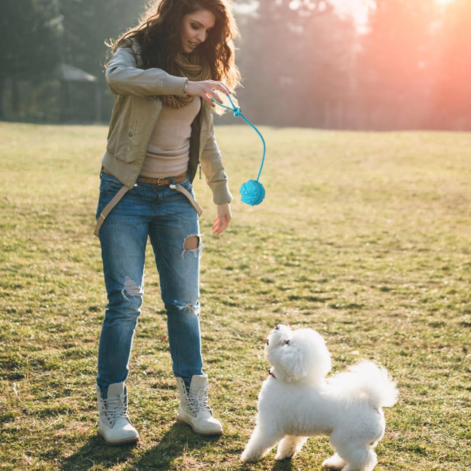 Dog Training Ball on Rope, 2Pcs Dog Rope Toys for Chew Training, Pull Throw and Fetch image 5