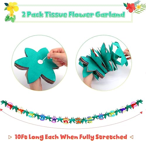 Miniatura 4 de KESOTE Decoraciones hawaianas tropicales de Luau para fiestas, guirnaldas tropicales de 20 pies y 6 pájaros en forma de panal para verano,