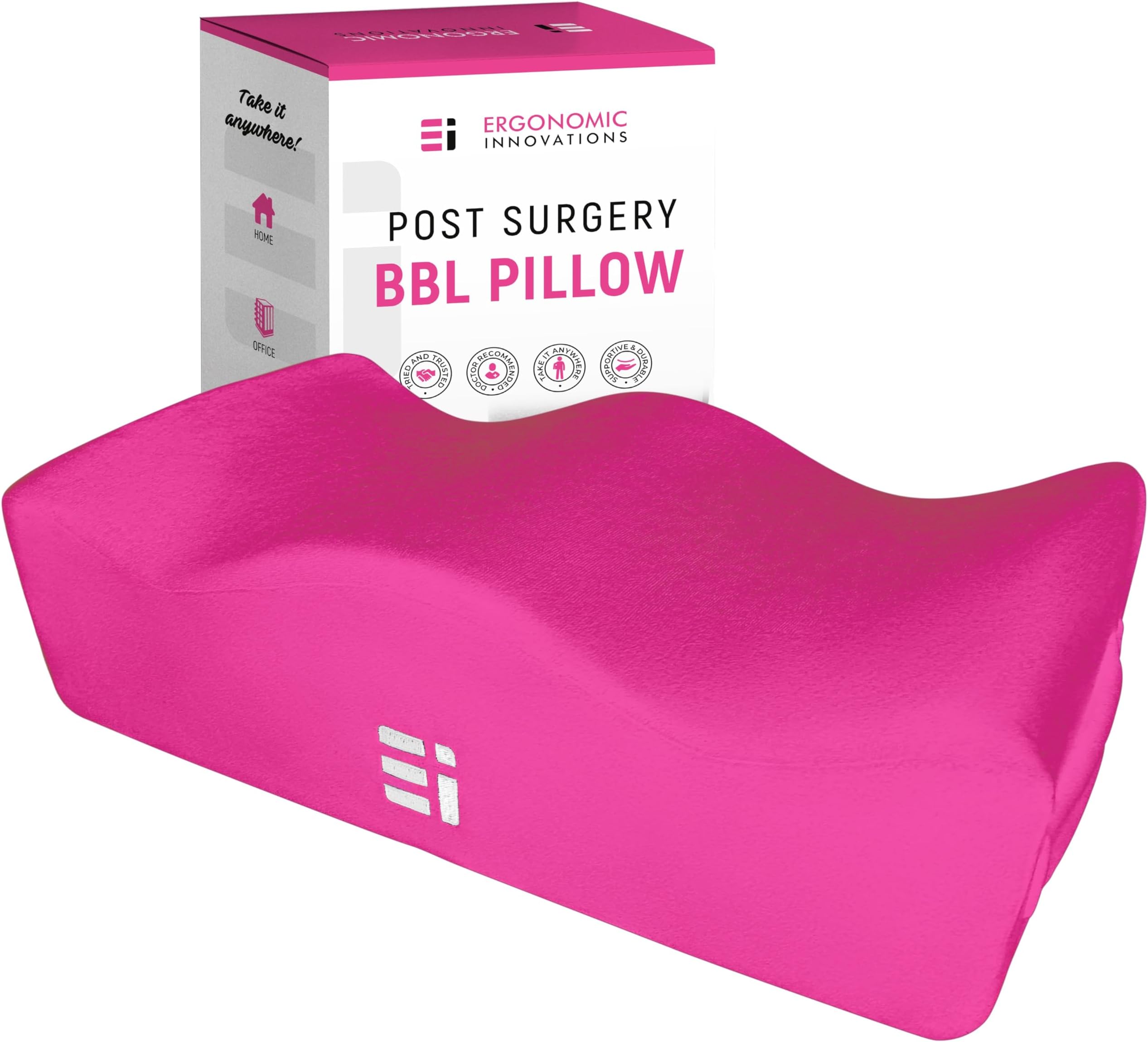 BBL Pillow After Surgery - Butt Pillow for Sitting Post Surgery for Home, Office, Driving - Booty Pillows Brazilian Butt Lift Supplies BBL Recovery Must Haves, Pink