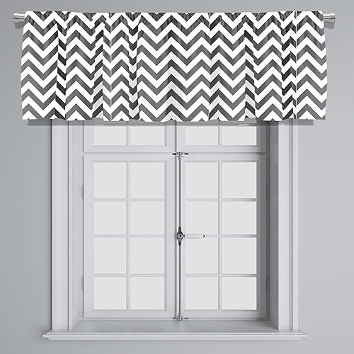 Miniatura 10 de Cenefa de cortina corta opaca con patrón geométrico marroquí y bolsillo para barra, para decoración de cocina, dormitorio, 52 x 18 pulgadas, blanco