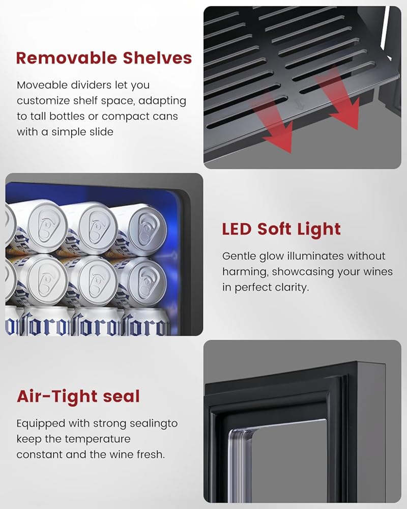 Feelfunn 24 Cans Beverage Refrigerator Cooler - Mini Fridge with Digital Temperature Control, Soda Wine Beer Drink Fridge - Small Refrigerator for Office Home Bedroom Dorm Bar, Black on Fridge.com